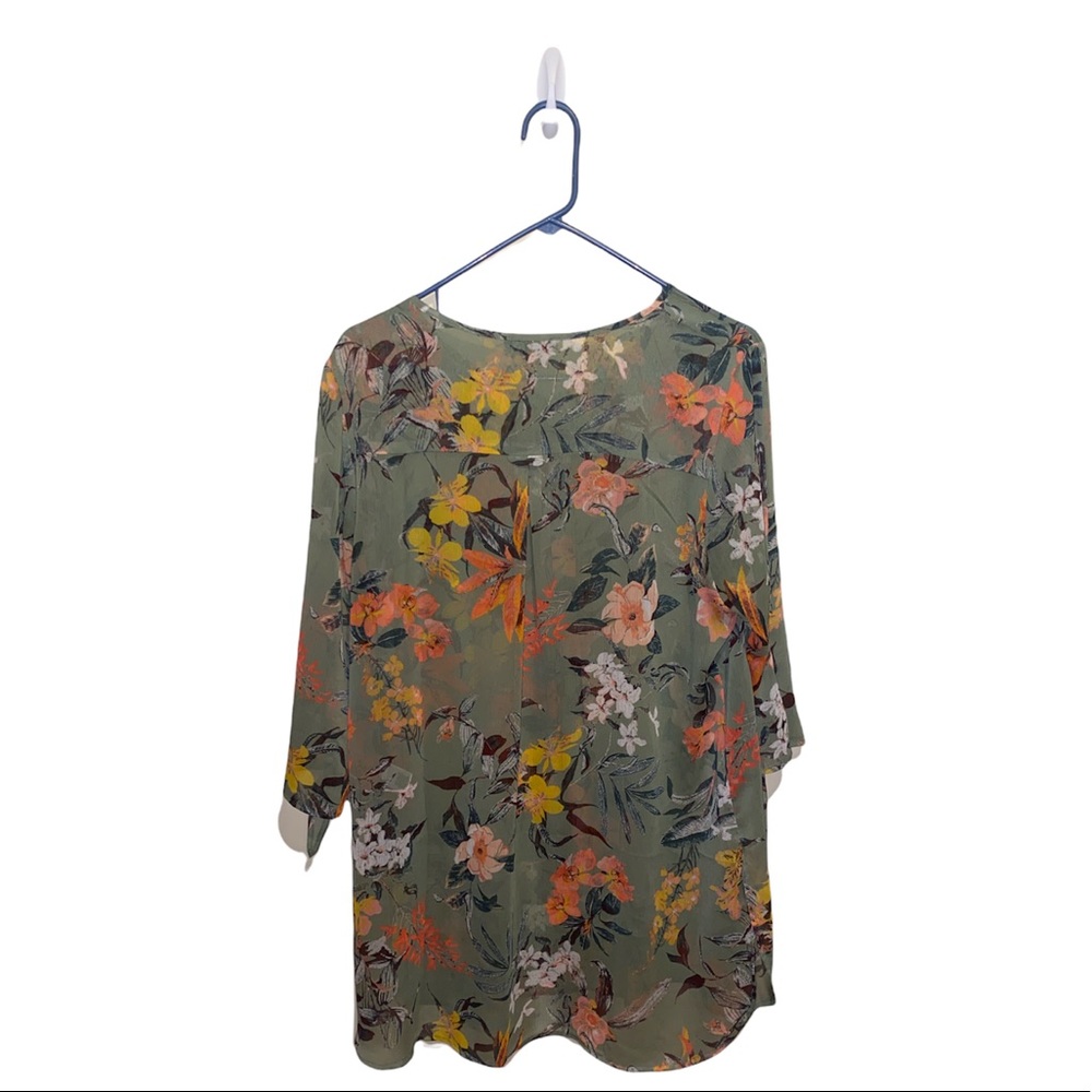 [ROZ & ALI] Green Flower Blouse - Picture 3 of 3